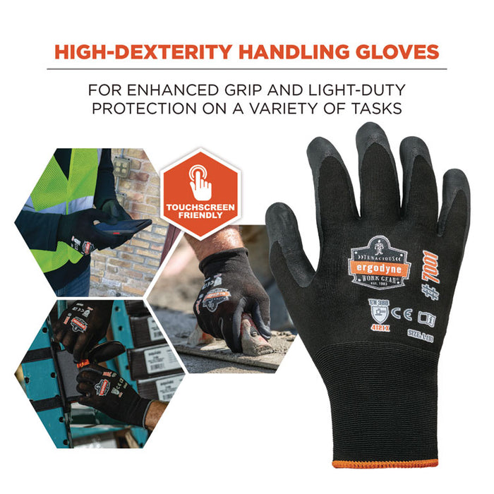 ProFlex 7001 Nitrile-Coated Gloves, EN388: 4121X, 8.25" Long, X-Small, Black, 12 Pairs/Carton
