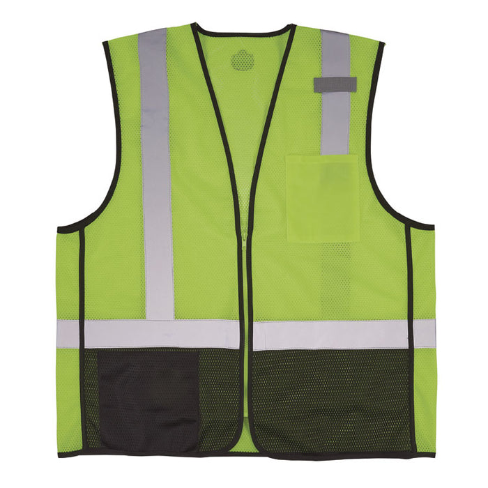 GloWear 8210Z Hi-Vis Class 2 Mesh Vest, Polyester, 2X-Large to 3X-Large, Lime