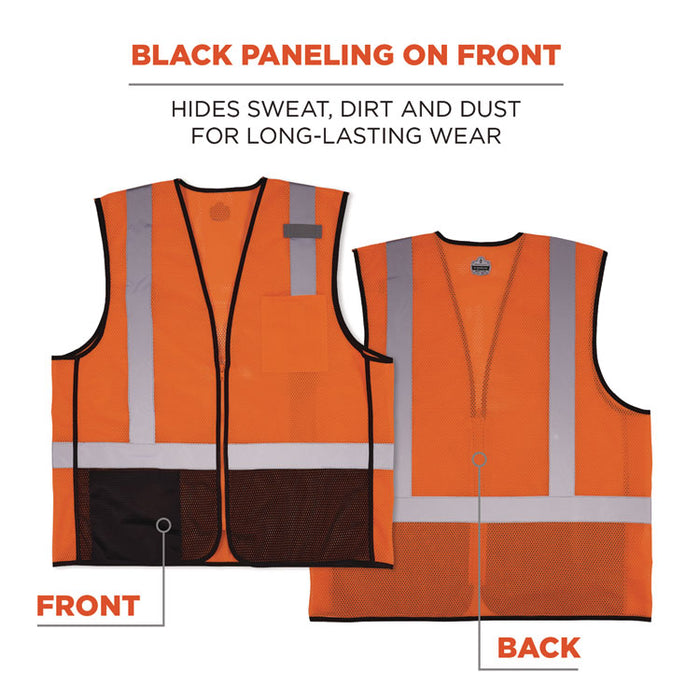GloWear 8210Z Hi-Vis Class 2 Mesh Vest, Polyester, Small to Medium, Orange