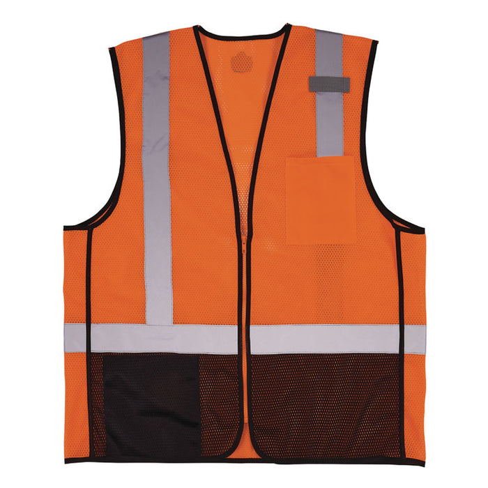 GloWear 8210Z Hi-Vis Class 2 Mesh Vest, Polyester, 2X-Large to 3X-Large, Orange