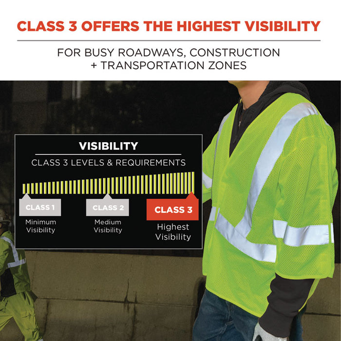 GloWear 8315BA Class 3 Hi-Vis Breakaway Safety Vest,Polyester, 2X-Large to 3X-Large, Lime