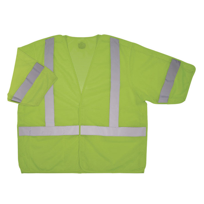 GloWear 8315BA Class 3 Hi-Vis Breakaway Safety Vest, Polyester, 4X-Large to 5X-Large, Lime