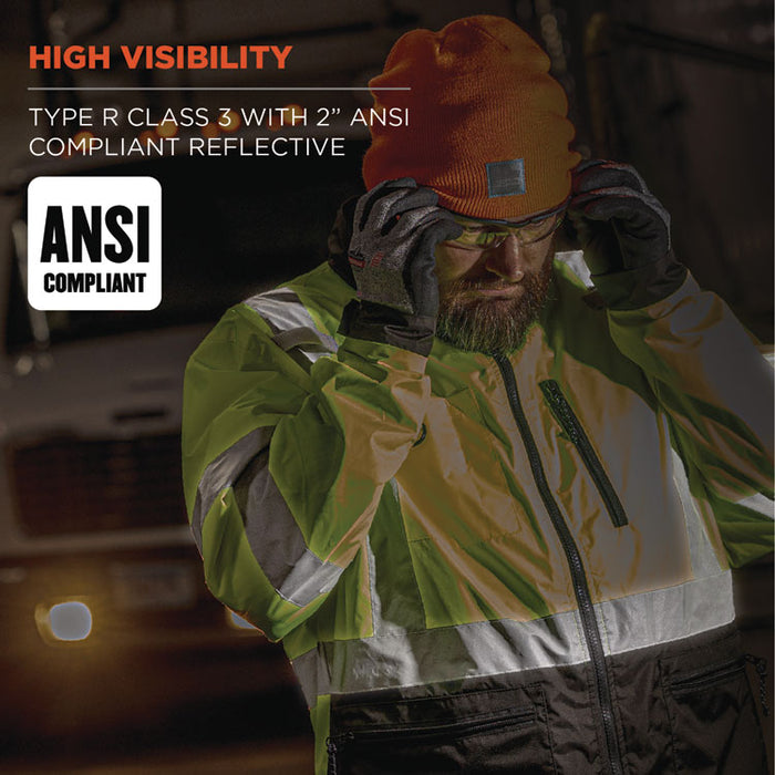 GloWear 8351 Class 3 Hi-Vis Windbreaker Water-Resistant Jacket, 4X-Large, Lime