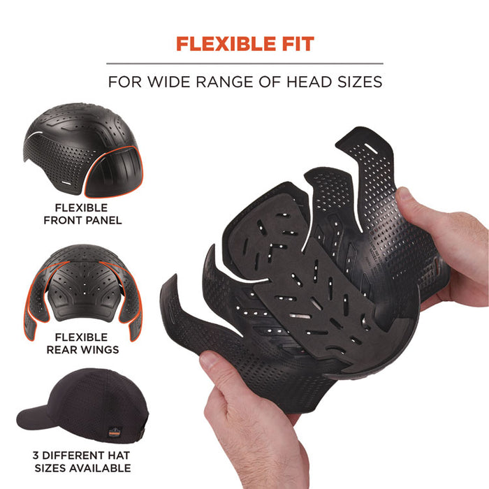 Skullerz 8947 Lightweight Baseball Hat and Bump Cap Insert, Front Brim, X-Large to XX-Large (7.25 to 8.5), 0.2" Insert, Black