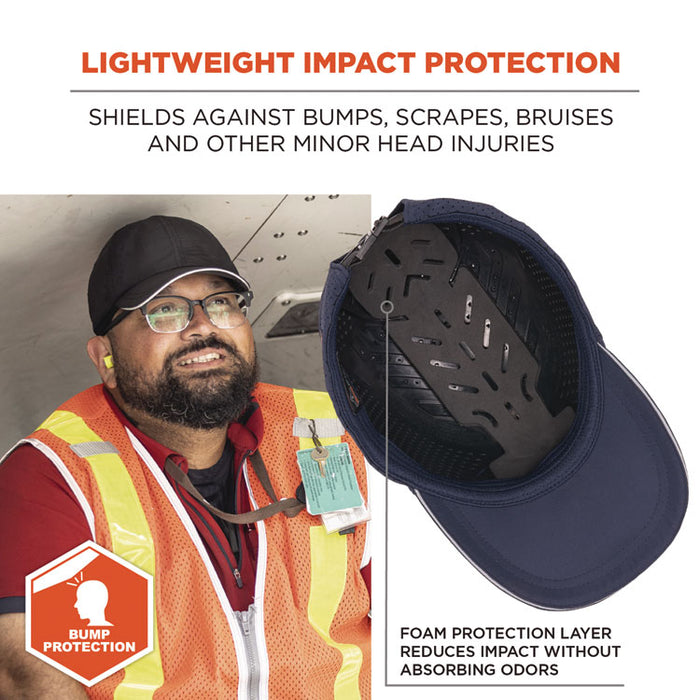 Skullerz 8947 Lightweight Baseball Hat and Bump Cap Insert, Front Brim, X-Large to XX-Large (7.25 to 8.5), 0.2" Insert, Navy