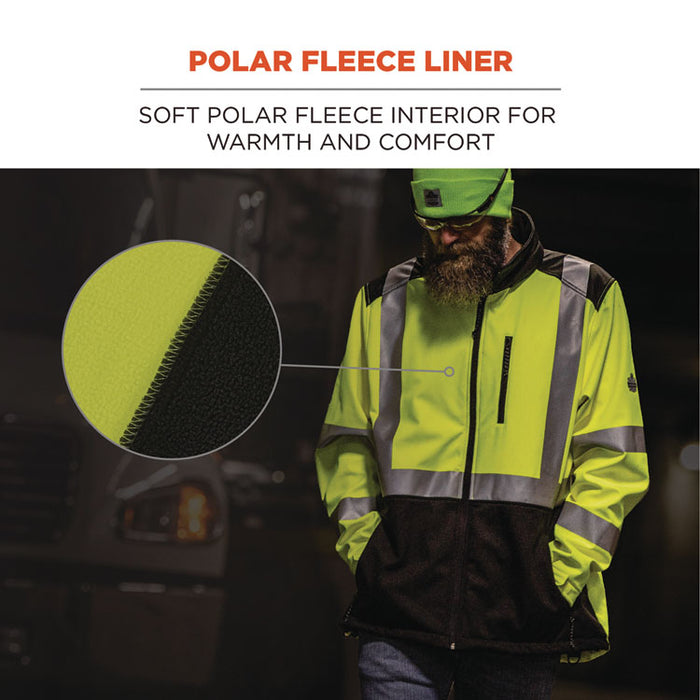 GloWear 8353 Class 3 Hi-Vis Softshell Water-Resistant Jacket, 2X-Large, Lime