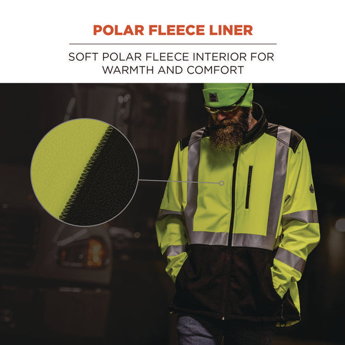 GloWear 8353 Class 3 Hi-Vis Softshell Water-Resistant Jacket, 3X-Large, Lime