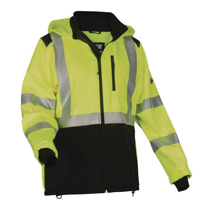 GloWear 8353 Class 3 Hi-Vis Softshell Water-Resistant Jacket, 3X-Large, Lime