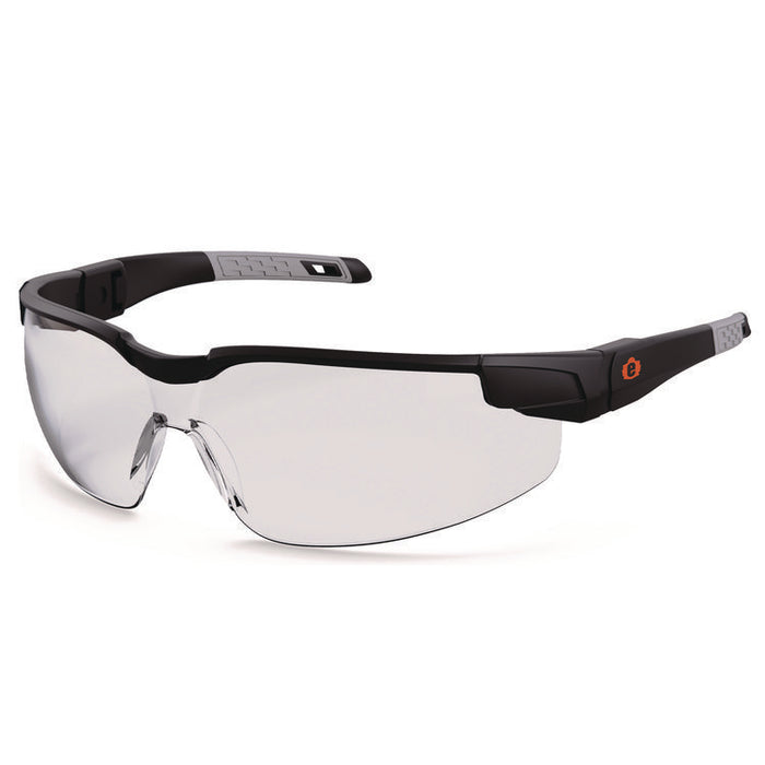 Skullerz DELLENGER Safety Glasses with Adjustable Temples, Matte Black Half Frame, Clear Single Lens