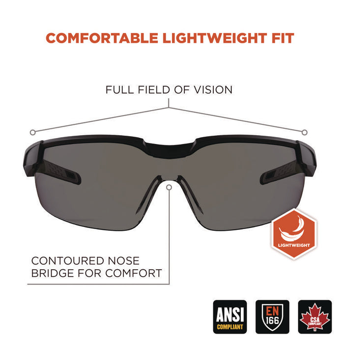 Skullerz DELLENGER Safety Glasses with Adjustable Temples, Matte Black Half Frame, Smoke Single Lens