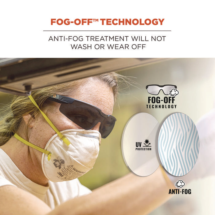 Skullerz DELLENGER Anti-Fog Safety Glasses with Adjustable Temples, Matte Black Half Frame, Smoke Single Lens