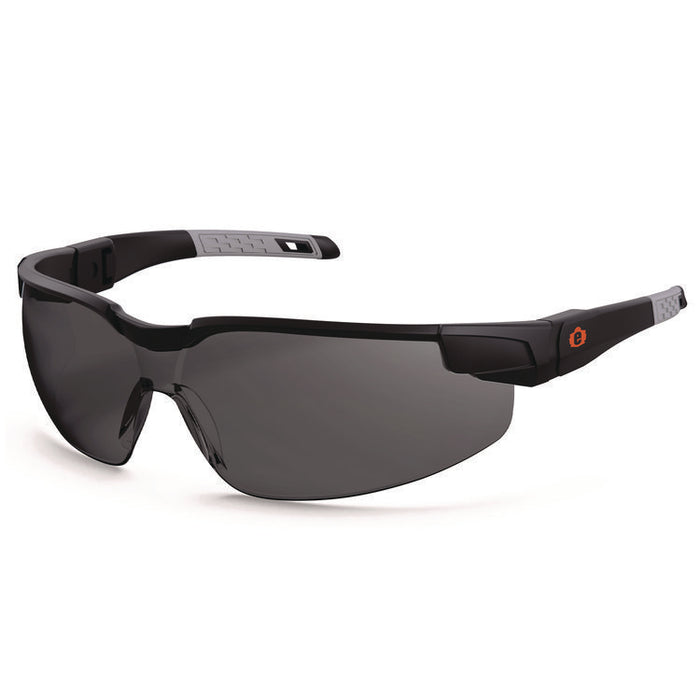 Skullerz DELLENGER Anti-Fog Safety Glasses with Adjustable Temples, Matte Black Half Frame, Smoke Single Lens