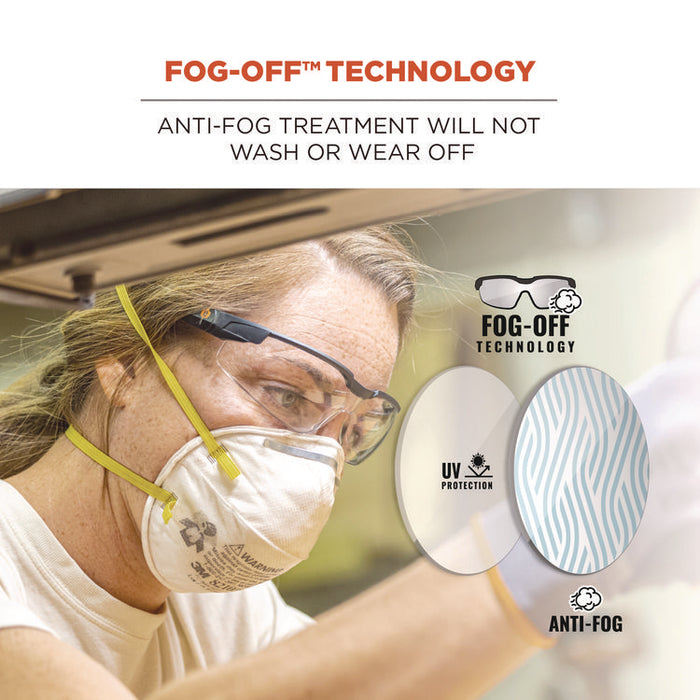 Skullerz DELLENGER Anti-Fog Safety Glasses with Adjustable Temples, Matte Black Half Frame, Clear Single I/O Lens