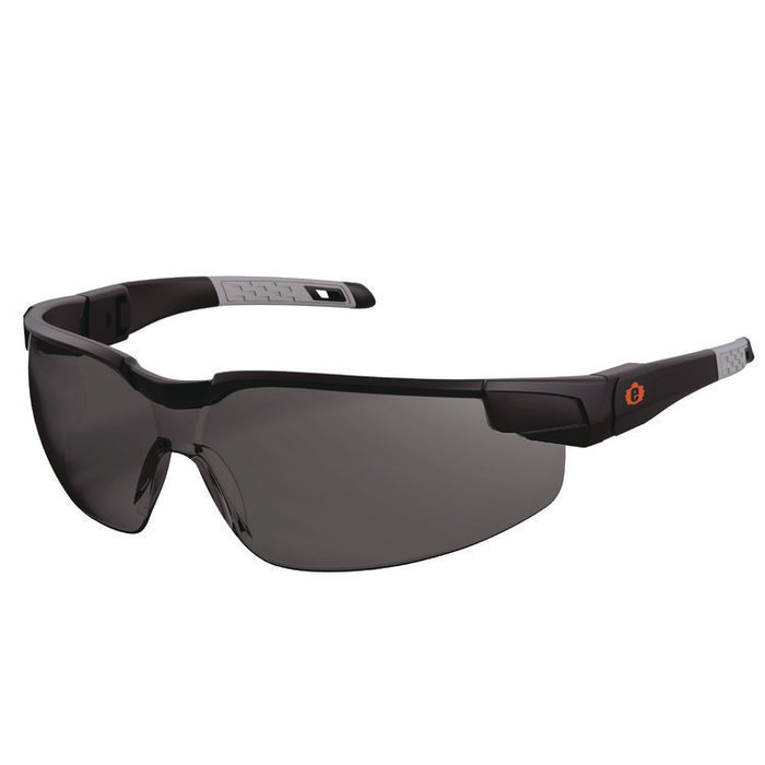 Skullerz DELLENGER Anti-Scratch Anti-Fog Safety Glasses with Adjustable Temples, Matte Black Half Frame, Smoke Single Lens