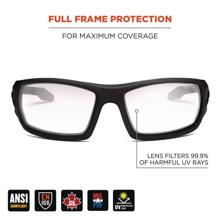 Skullerz ODIN Anti-Scratch Enhanced Anti-Fog Safety Glasses, Matte Black Full Frame, Clear Dual Lens