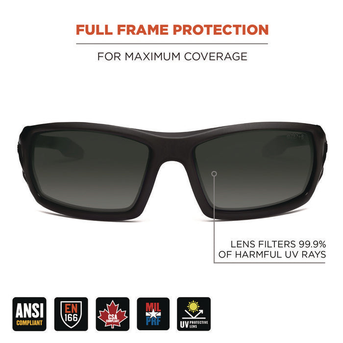 Skullerz ODIN Anti-Scratch Enhanced Anti-Fog Safety Glasses, Matte Black Full Frame, Smoke Dual Lens