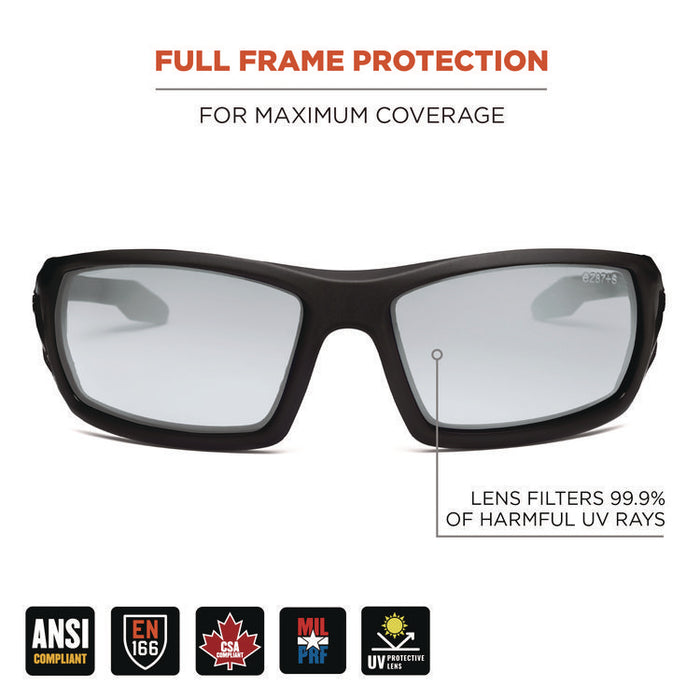 Skullerz ODIN Anti-Scratch Enhanced Anti-Fog Safety Glasses, Matte Black Full Frame, Clear Dual I/O Lens