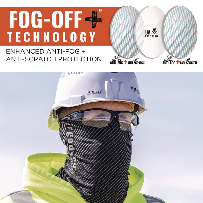 Skullerz DAGR Anti-Scratch Enhanced Anti-Fog Safety Glasses, Matte Black Half Frame, Clear Dual Lens