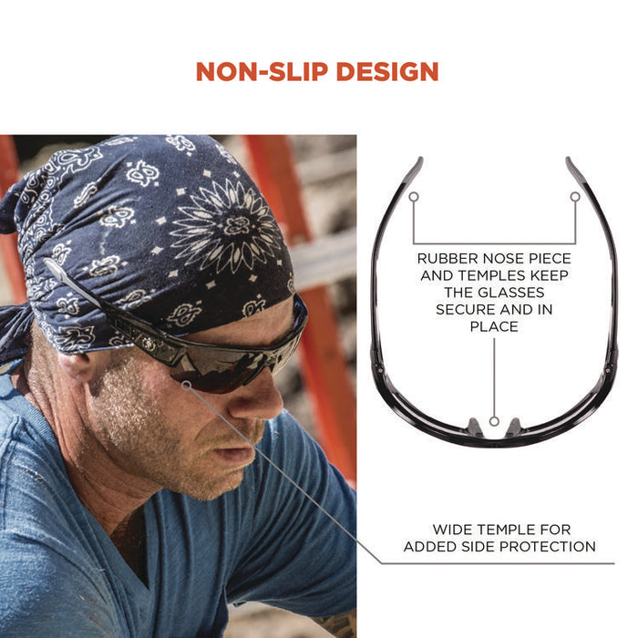 Skullerz DAGR Anti-Scratch Enhanced Anti-Fog Safety Glasses, Matte Black Half Frame, Smoke Dual Lens
