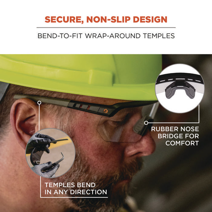 Skullerz AEGIR Safety Glasses, Matte Black Half Frame, Clear Single Lens