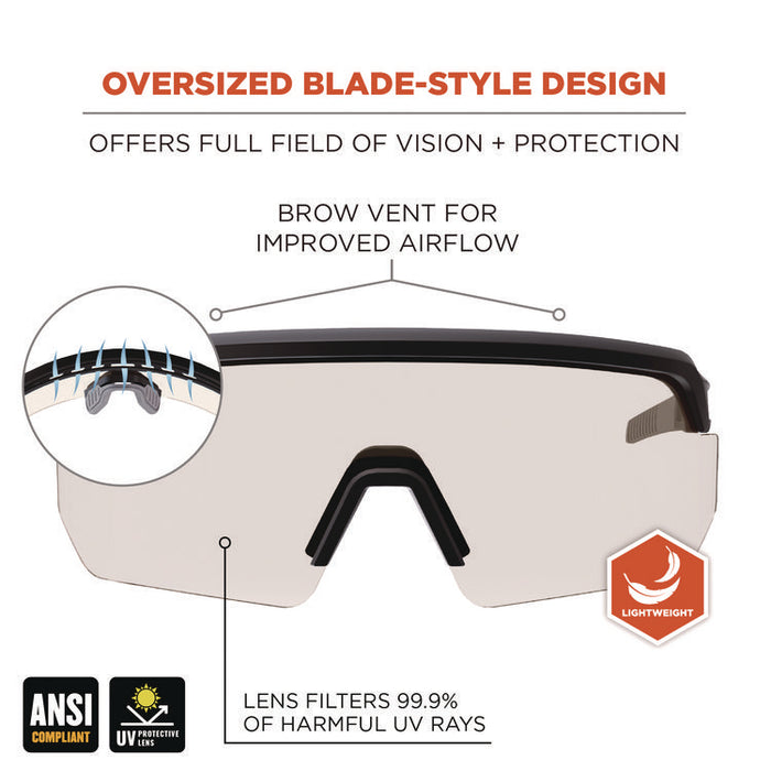 Skullerz AEGIR Safety Glasses, Matte Black Half Frame, Clear Single I/O Lens