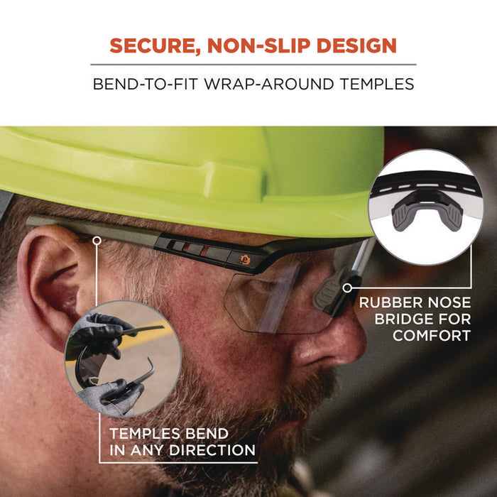 Skullerz AEGIR Safety Glasses, Matte Black Half Frame, Clear Single I/O Lens