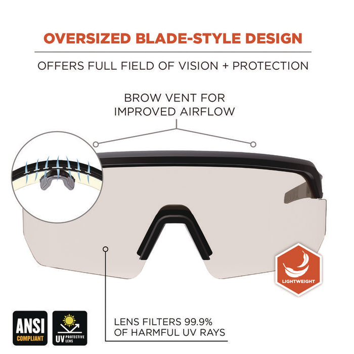Skullerz AEGIR Anti-Scratch Enhanced Anti-Fog Safety Glasses, Matte Black Half Frame, Clear Single I/O Lens