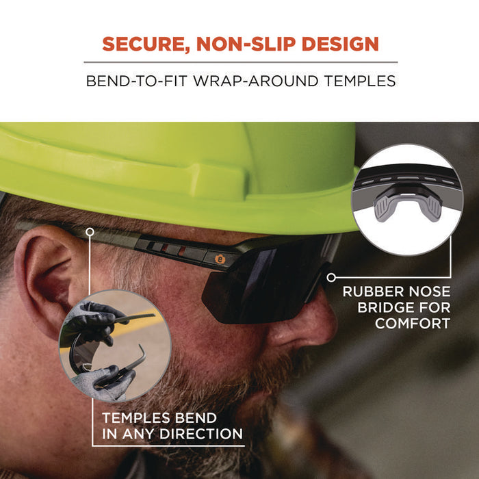 Skullerz AEGIR Safety Glasses, Matte Black Half Frame, Smoke Single Lens