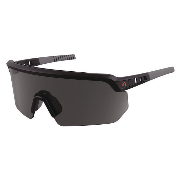 Skullerz AEGIR Anti-Scratch Enhanced Anti-Fog Safety Glasses, Matte Black Half Frame, Smoke Single Lens