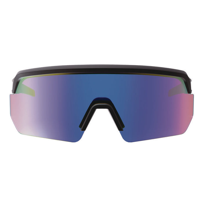 Skullerz AEGIR Anti-Scratch Enhanced Anti-Fog Safety Glasses, Matte Black Half Frame, Mirrored Blue Single Lens