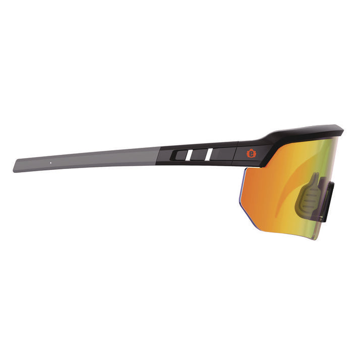 Skullerz AEGIR Safety Glasses, Matte Black Half Frame, Mirrored Orange Single Lens