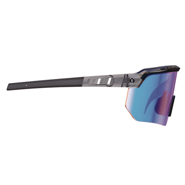 Skullerz AEGIR Anti-Scratch Enhanced Anti-Fog Safety Glasses, Clear Smoke Half Frame, Mirrored Blue Single Lens