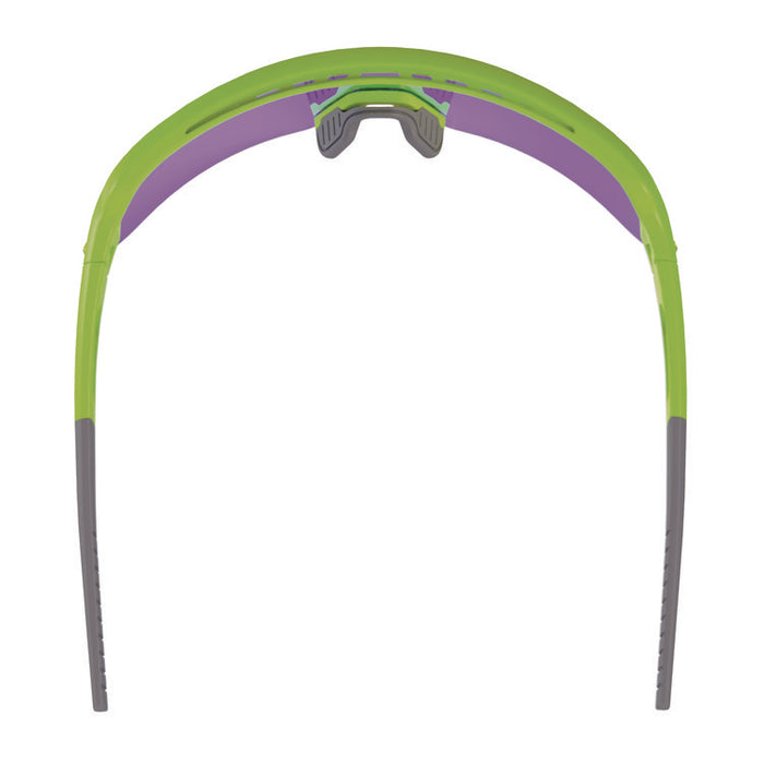 Skullerz AEGIR Safety Glasses, Lime Half Frame, Mirrored Purple Single Lens