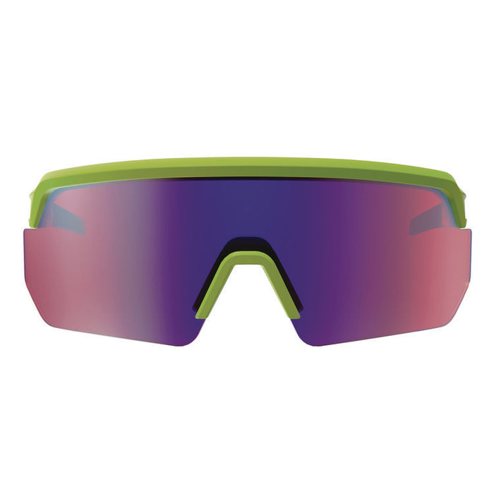 Skullerz AEGIR Anti-Scratch Enhanced Anti-Fog Safety Glasses, Lime Half Frame, Mirrored Purple Single Lens