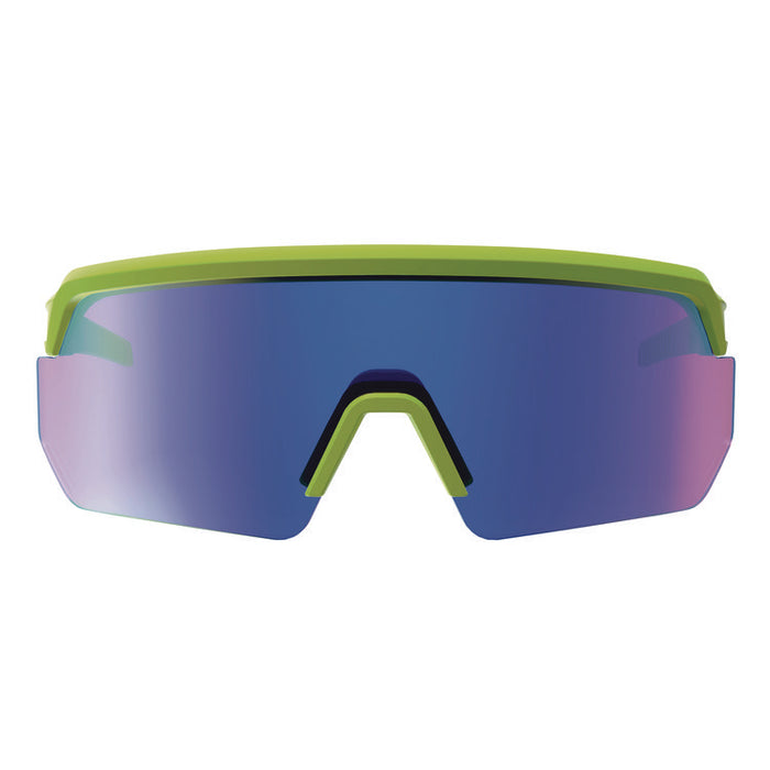 Skullerz AEGIR Anti-Scratch Enhanced Anti-Fog Safety Glasses, Lime Half Frame, Mirrored Blue Single Lens