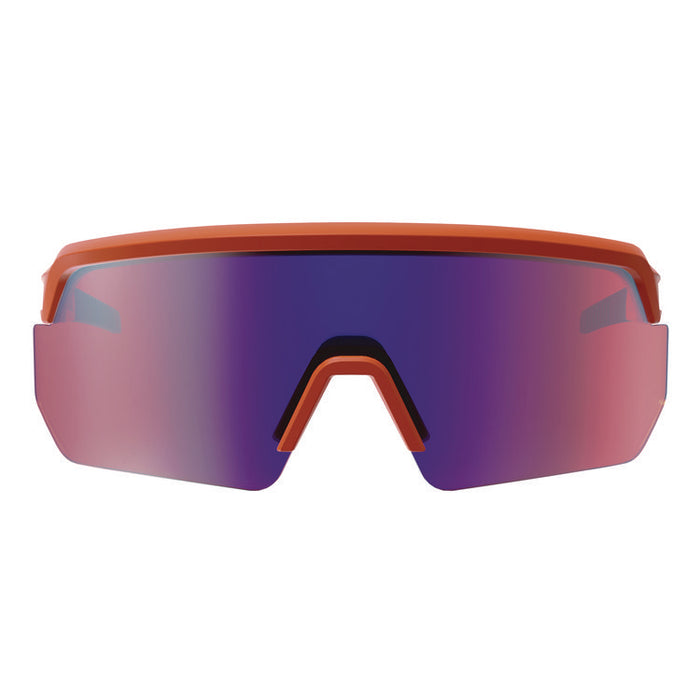 Skullerz AEGIR Anti-Scratch Enhanced Anti-Fog Safety Glasses, Orange Half Frame, Mirrored Purple Single Lens
