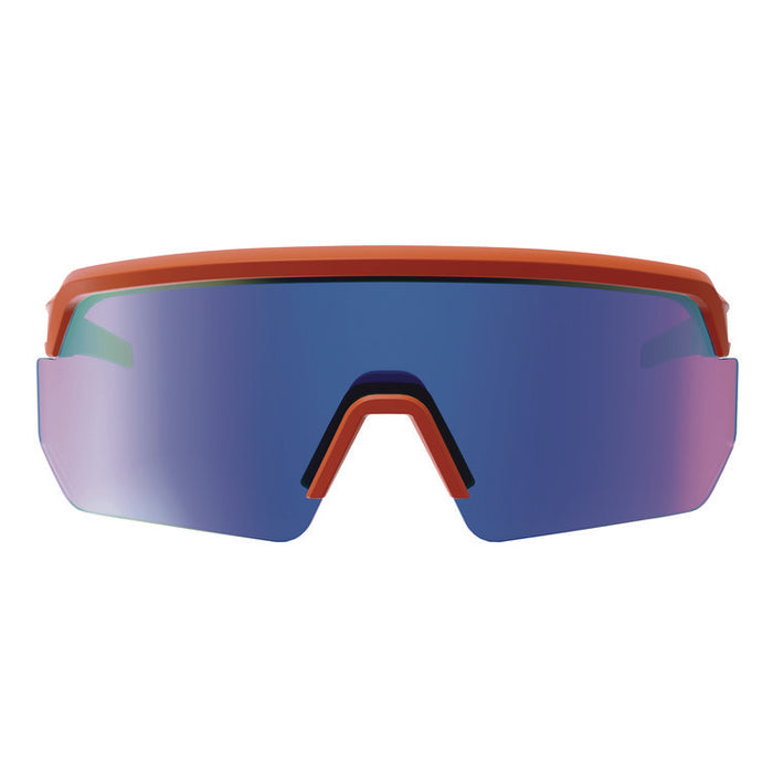 Skullerz AEGIR Anti-Scratch Enhanced Anti-Fog Safety Glasses, Orange Half Frame, Mirrored Blue Single Lens