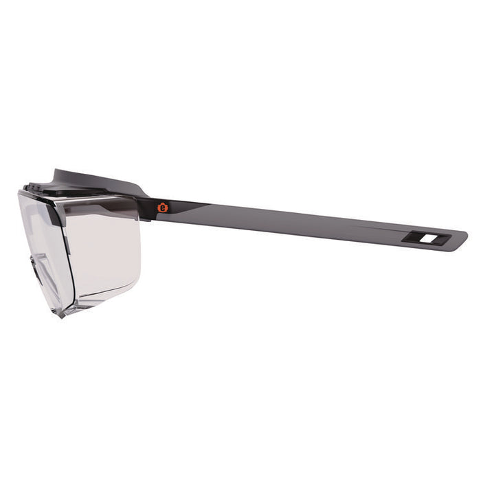 Skullerz OSMIN Safety Glasses, Matte Black Half Frame OTG, Clear Single Lens