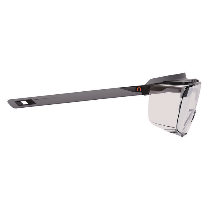 Skullerz OSMIN Anti-Scratch Enhanced Anti-Fog Safety Glasses, Matte Black Half Frame OTG, Clear Single Lens
