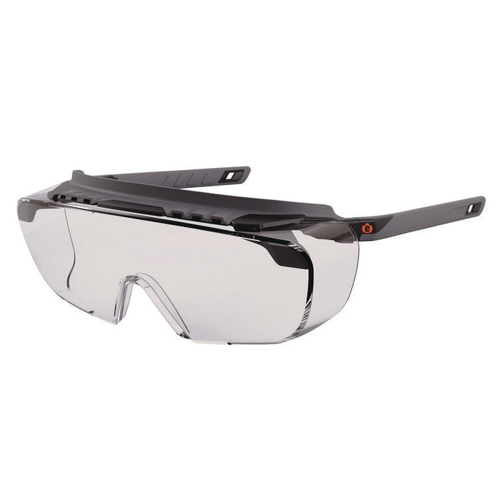Skullerz OSMIN Anti-Scratch Enhanced Anti-Fog Safety Glasses, Matte Black Half Frame OTG, Clear Single Lens