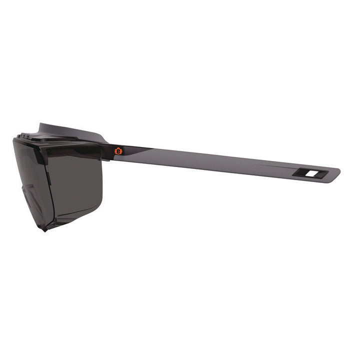 Skullerz OSMIN Anti-Scratch Enhanced Anti-Fog Safety Glasses, Matte Black Half Frame OTG, Smoke Single Lens