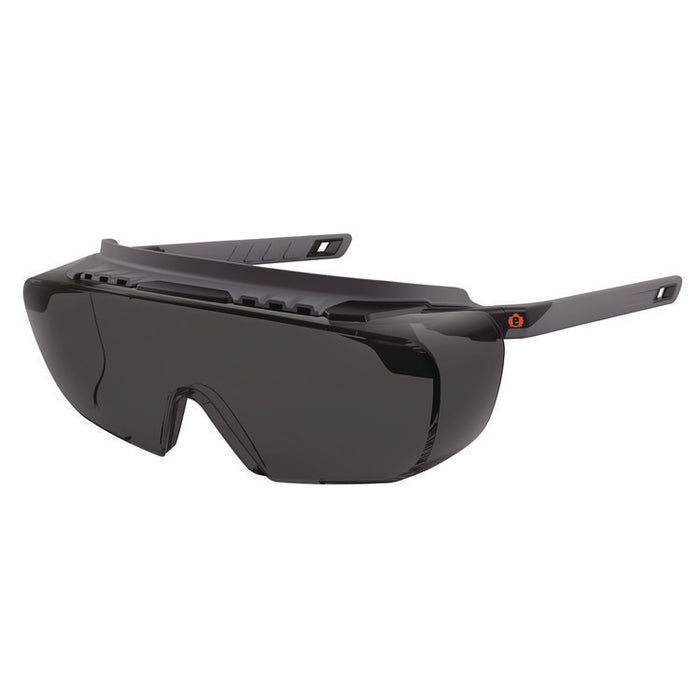 Skullerz OSMIN Anti-Scratch Enhanced Anti-Fog Safety Glasses, Matte Black Half Frame OTG, Smoke Single Lens