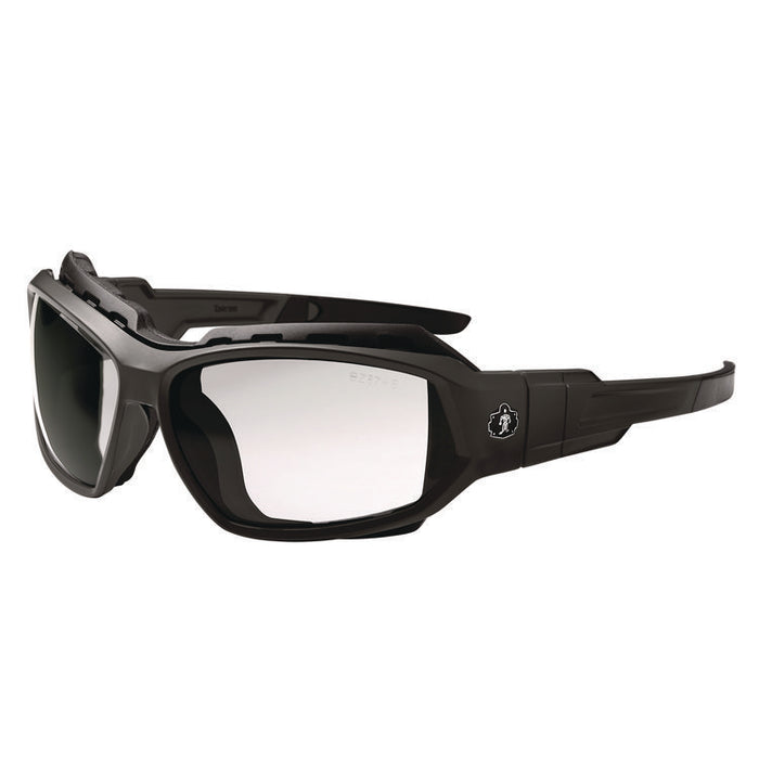 Skullerz LOKI Anti-Scratch Enhanced Anti-Fog Convertible Safety Spoggles with Strap, Matte Black Half Frame, Clear Dual Lens