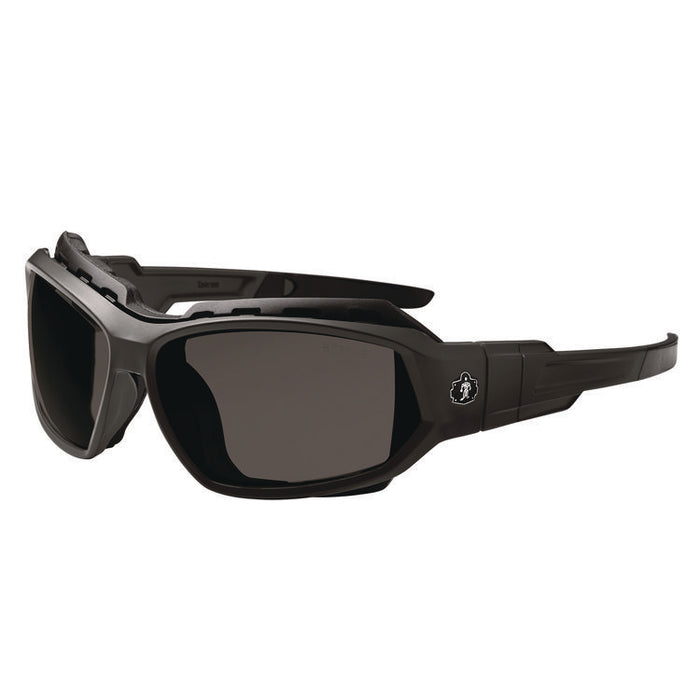 Skullerz LOKI Anti-Scratch Enhanced Anti-Fog Convertible Safety Spoggles with Strap, Matte Black Half Frame, Smoke Dual Lens