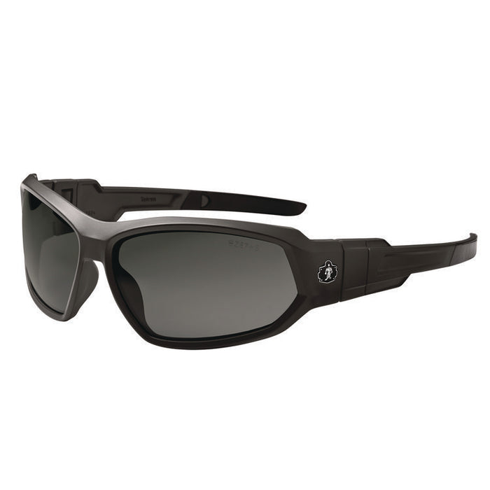 Skullerz LOKI Anti-Scratch Enhanced Anti-Fog Convertible Safety Spoggles with Strap, Matte Black Half Frame, Smoke Dual Lens