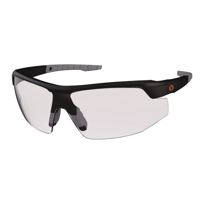 Skullerz SKOLL Anti-Scratch Enhanced Anti-Fog Safety Glasses, Matte Black Half Frame, Clear Single Lens