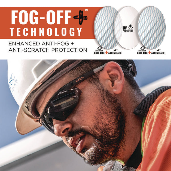 Skullerz SKOLL Anti-Scratch Enhanced Anti-Fog Safety Glasses, Matte Black Half Frame, Smoke Single Lens