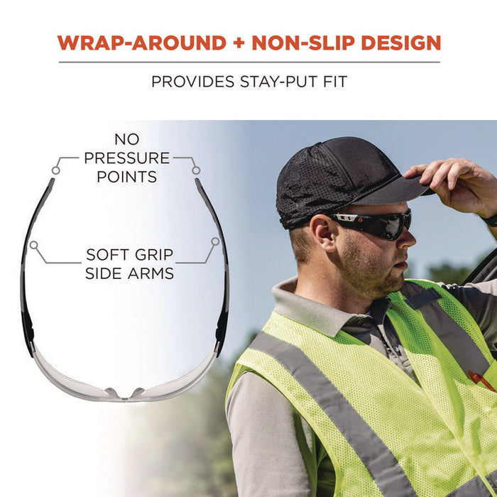 Skullerz SAGA Anti-Scratch Enhanced Anti-Fog Safety Glasses, Frameless, Clear Single Lens