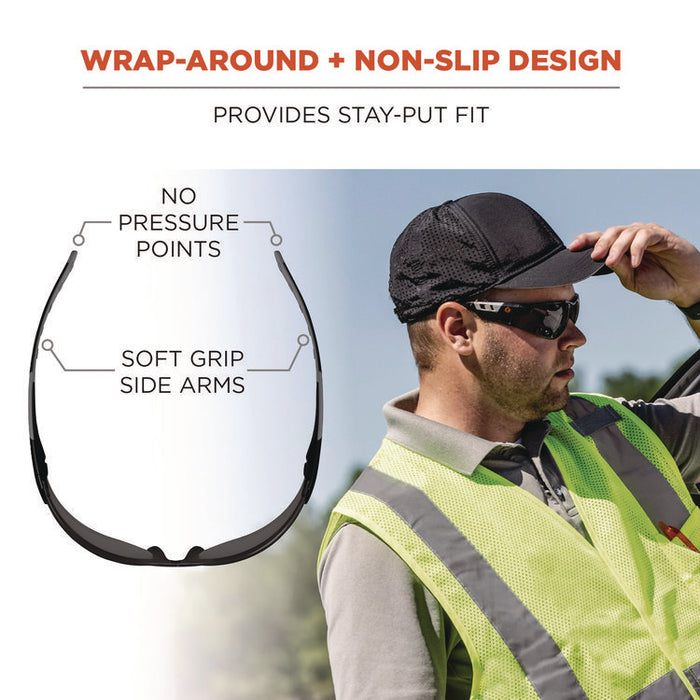 Skullerz SAGA Anti-Scratch Enhanced Anti-Fog Safety Glasses, Frameless, Smoke Single Lens