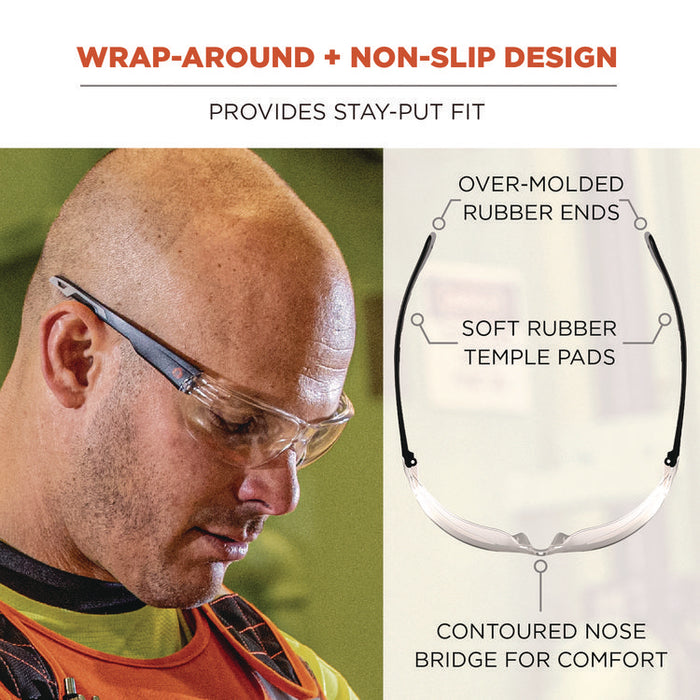 Skullerz VALI Anti-Scratch Enhanced Anti-Fog Safety Glasses, Frameless, Clear Single Lens